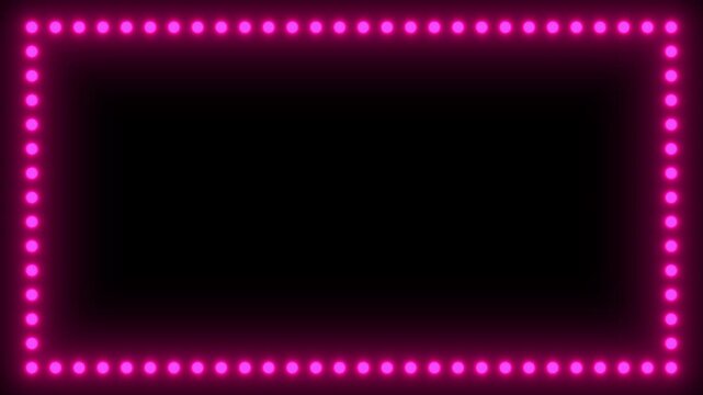 Colorful Blinking Marquee LED Light Frame on Black Background 4k video