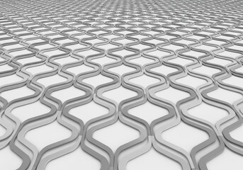 Fototapeta premium Abstract wavy geometric pattern with layered forms on white