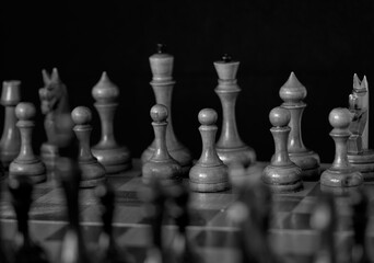 Fototapeta premium chess pieces are on the board before the game