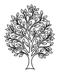 Obraz premium Stylized Tree with Dense Foliage Minimalist Line Art Professional Logo Element and Botanical Graphic Design for Nature Branding and Environment Projects