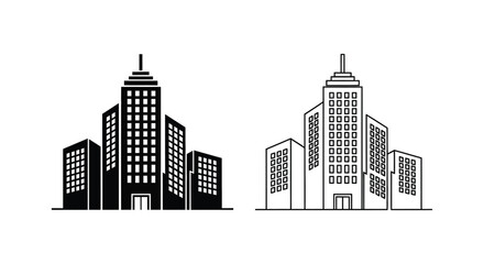 Fototapeta premium a black and white illustration of two city skylines Vector