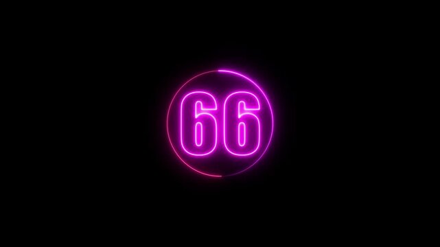 Neon Countdown Timer 66 with Glowing Pink Circle on Black Background &ndash; Futuristic Digital Number Animation