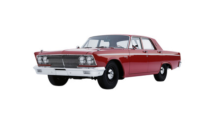 Naklejka premium Classic red sedan car with chrome accents, isolated on transparent background