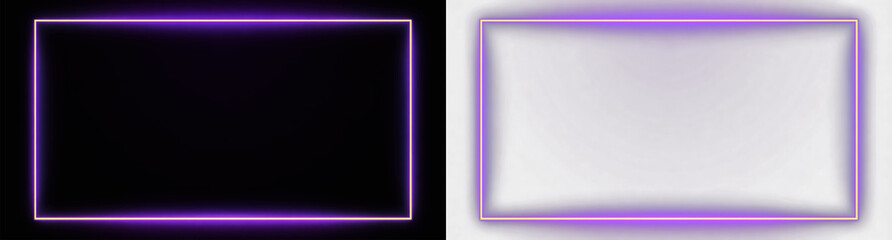 Purple neon rectangle frame with glowing light effect for banner or product presentation  © theladydarina