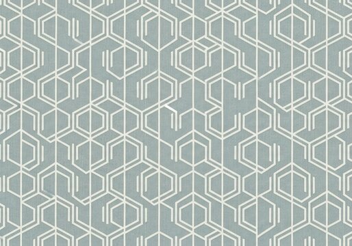 Geometric hexagonal pattern with thin white lines on a muted teal background, modern abstract design