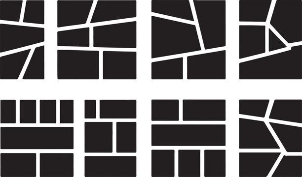 Set of collage grid manga comic book template. Blank page frame for comic book, photo collage, poster, flyer. Collection of anime comic book templates