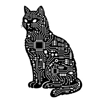 Circuit Board Cat Silhouette &ndash; Tech Vector