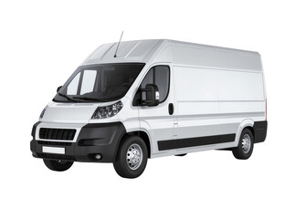 Modern white commercial delivery van, a versatile cargo transport vehicle isolated on transparent background, perfect for logistics and business concepts PNG © Francisco
