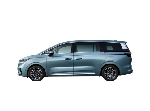 Modern light blue teal minivan, a sleek new model MPV vehicle isolated on transparent background, perfect for automotive design and advertising PNG