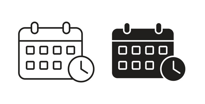 Calendar clock icon vector pictogram pack. icon vector template