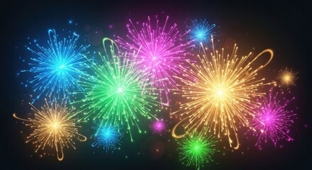 Fototapeta premium Festive neon lights with vibrant glowing celebration mood 
