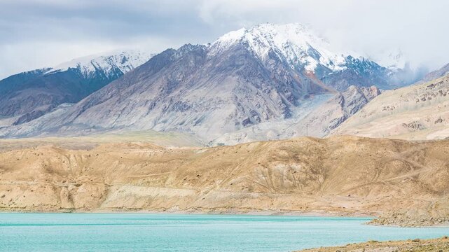 Time-lapse of Baisha Lake with Lakes & Snowy Mountains, Kizilsu, Xinjiang, China