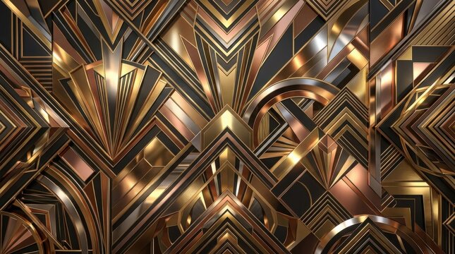 Art Deco Geometric Pattern in Gold and Bronze Tones.