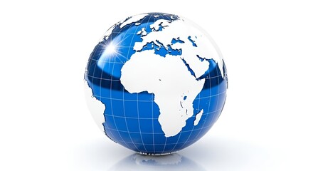 Obraz premium 3D render of a futuristic digital Earth globe with blue data network and global connectivity concept