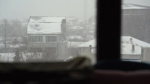 sleet. winter landscape with precipitation in the form of snow.