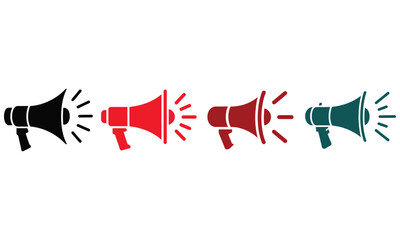 Obraz premium Megaphone icons set in different colors representing announcement marketing promotion and communication concept