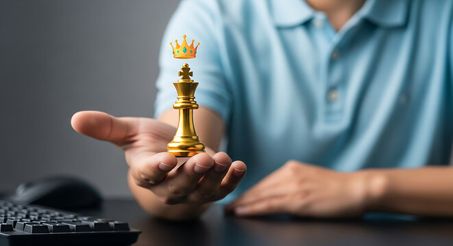 Mastering Business Strategy Chess King Representing Leadership