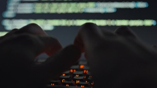 A skilled software engineer rapidly enters intricate code into a computer, utilizing a machine learning model to accelerate the website development process