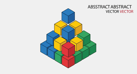 Obraz premium Colorful Isometric Blocks Stacked in Pyramid Shape.