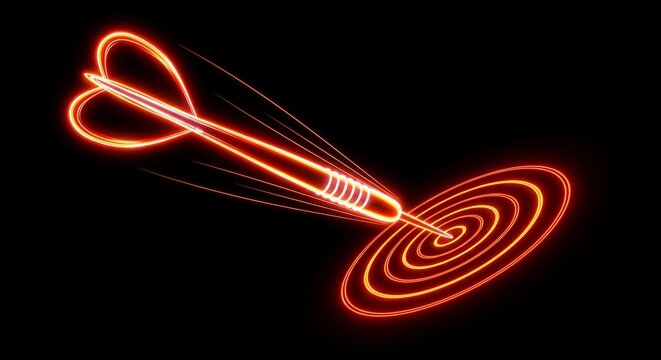 Glowing red scissors cutting through abstract light trails on black background