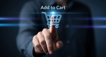 Obraz premium Ecommerce Add to Cart Click Interface for Digital Shopping
