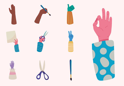 Hands Gesture Illustration Set