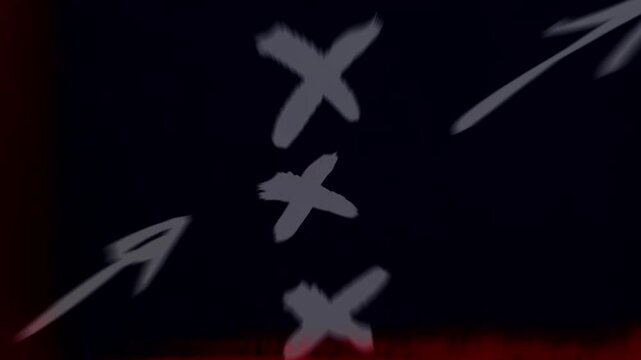 Chaotic grunge animated numbers and arrows