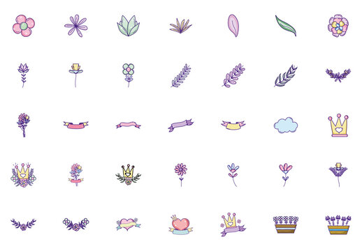 Floral Decorative Illustration Set