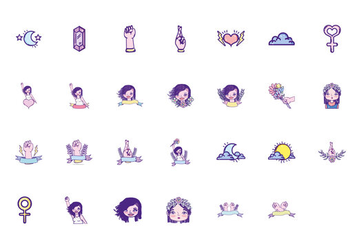 Girl Power Feminist Illustration Set