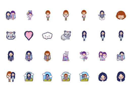 Kawaii Characters Illustration Set