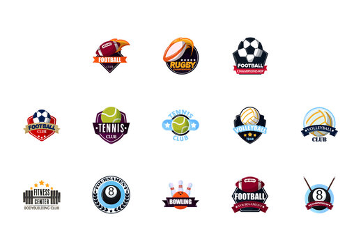 Sports Club emblems Illustration Set