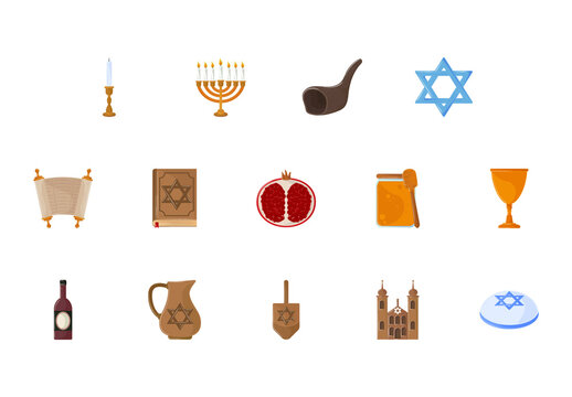 Yom Kippur Symbols Illustration Set