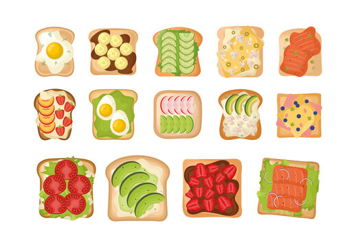 Gourmet Breakfast Sandwich Illustration Set