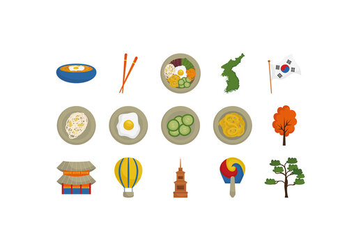 Korean Culture Food Illustration Set