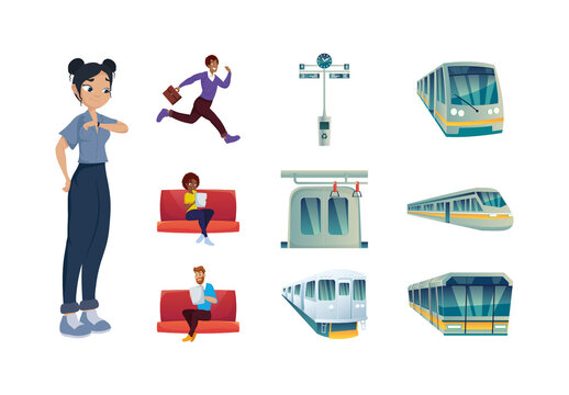 Subway Station Illustration Set