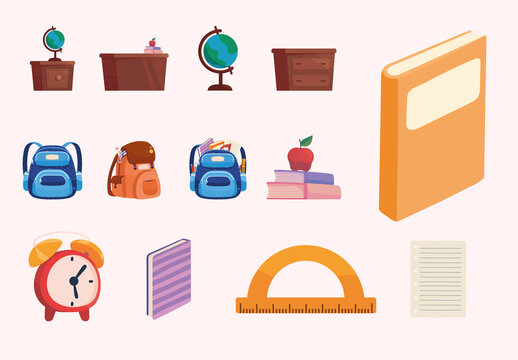 Back School Education Illustration Set