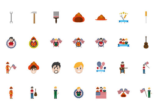 Flat Worker Illustration Set