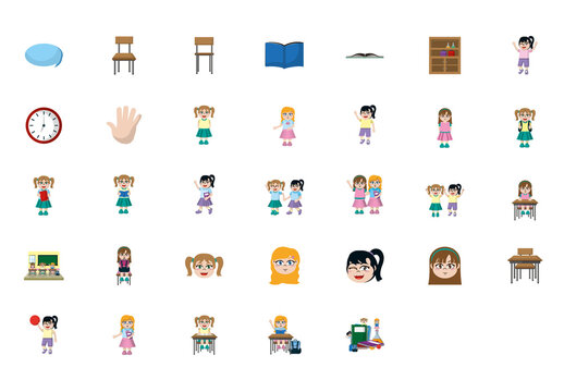 School Kids Illustration Set