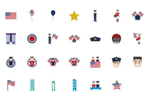 USA Patriotic Illustration Set