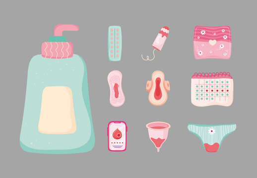 Menstruation Hygiene Illustration Set