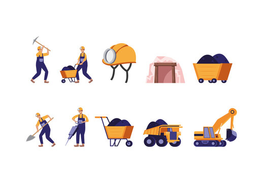 Mining Worker Illustration Set