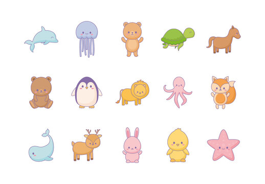 Kawaii Animals Illustration Set