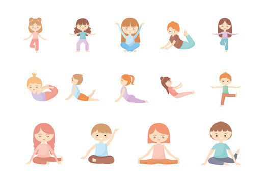 Kids Yoga Illustration Set