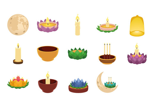 Loy Krathong Illustration Set