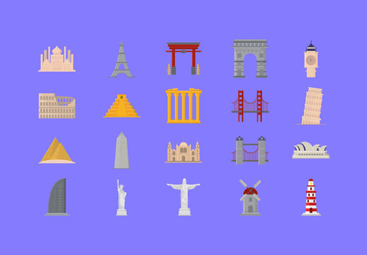 Landmarks Travel Illustration Set