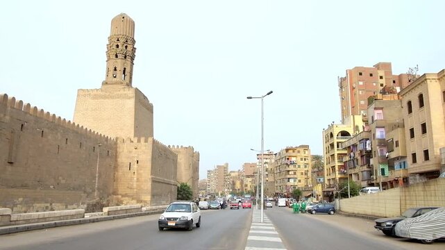 The medieval city ramparts at Al Banhawi Avenue, Cairo, Egypt