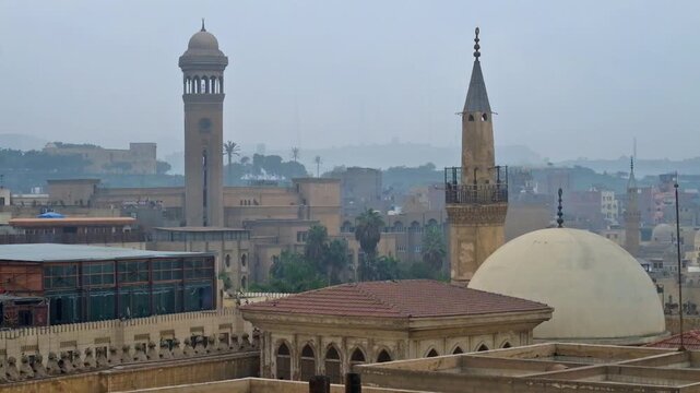 The dome and minaret of Al-Hussain mosque, Cairo, Egypt