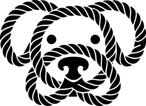 rope dog face illustration minimalist black and white design