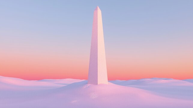 Washington Monument, the tallest obelisk in the world, stands majestically in the snow-covered landscape.