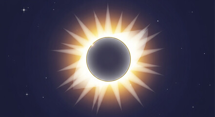 Total Solar Eclipse Celestial Event in Outer Space. © Kangmas